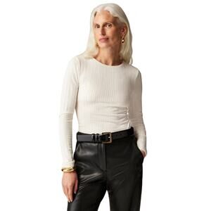 J.Crew Ivory Ribbed Long Sleeve Top XS NWT – Scoop Neck Knit Tee